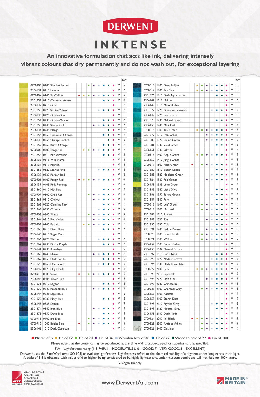 INKTENSE Aquarellstift auf Tintenbasis 100 Farben - Stifteliebe