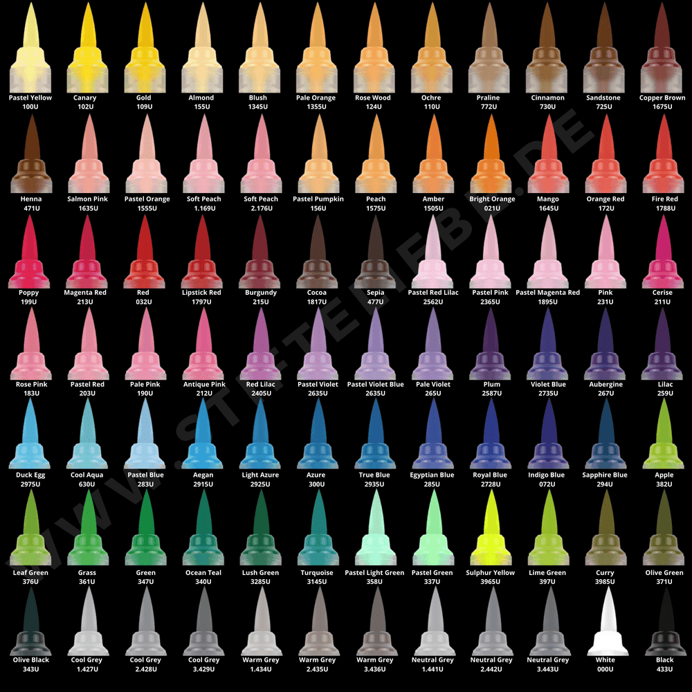 PIGMENT Decobrush alle 84 Einzelfarben - Stifteliebe